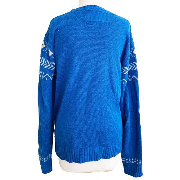 Vintage R.T Denim Nordic Sweater Blue Pullover Crew Neck Long Sleeve Cozy Size L - Picture 3 of 5